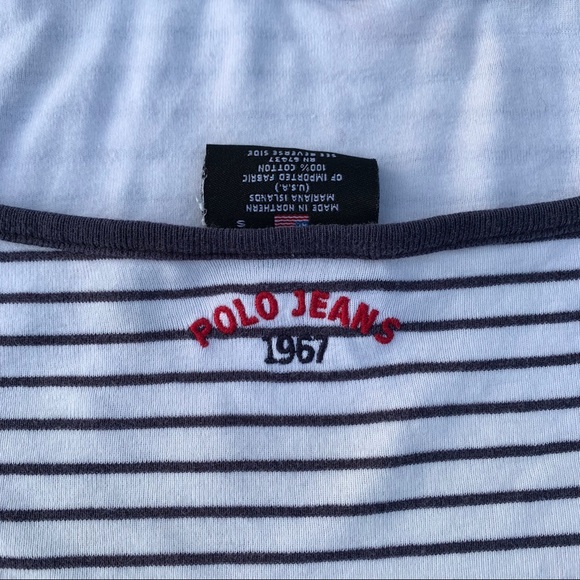Polo jeans white and blue stripped halter top - Picture 3 of 4